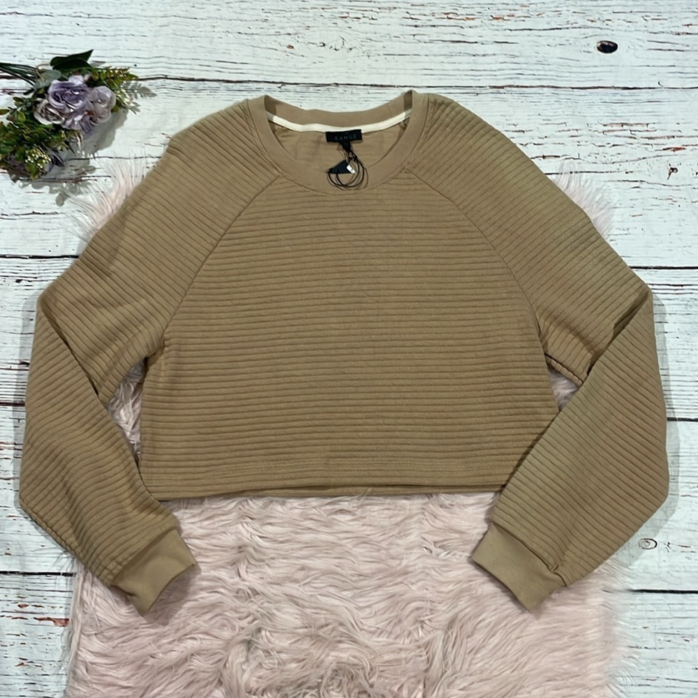 NWT The Range Tan Ripple Ottoman Raglan Sweatshirt - Picture 2 of 9